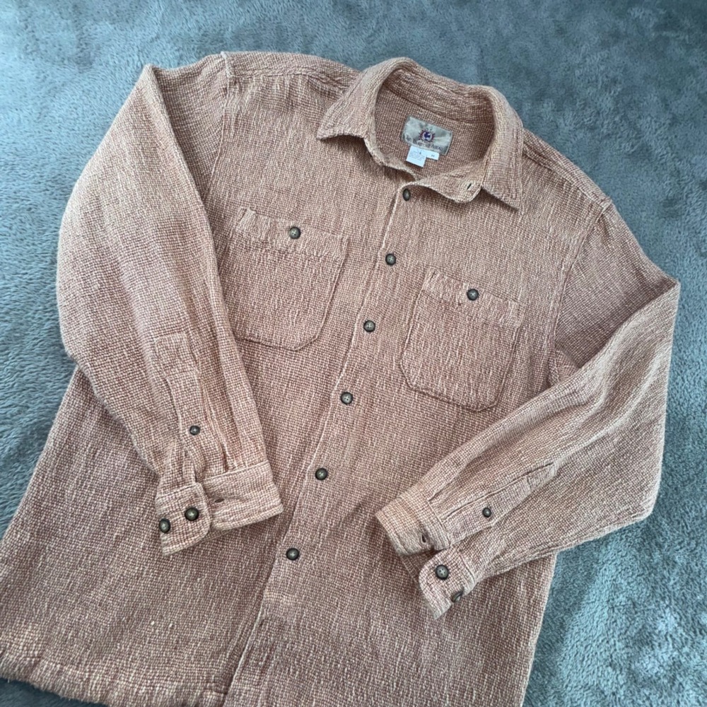 The Territory Ahead Shirt Mens M Terracotta Excellent Textured Cotton Button Up